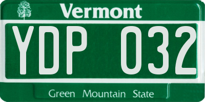 VT license plate YDP032