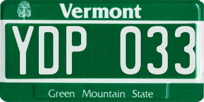 VT license plate YDP033