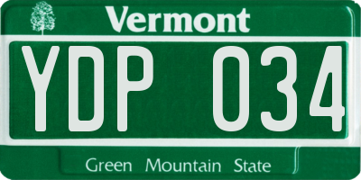 VT license plate YDP034