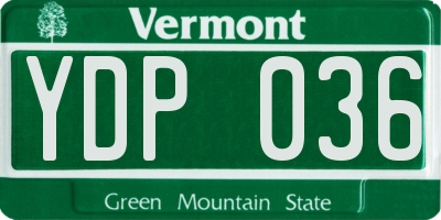 VT license plate YDP036
