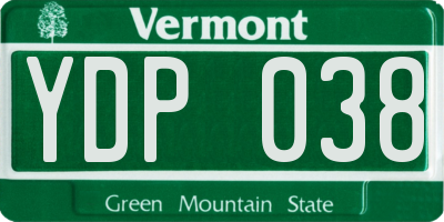 VT license plate YDP038