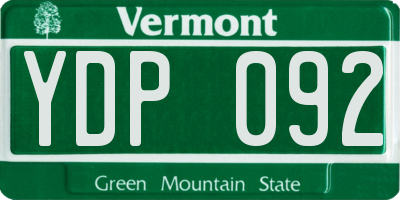 VT license plate YDP092