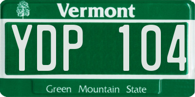 VT license plate YDP104