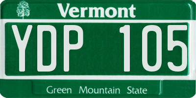 VT license plate YDP105