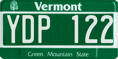 VT license plate YDP122
