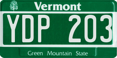 VT license plate YDP203