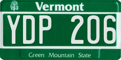 VT license plate YDP206