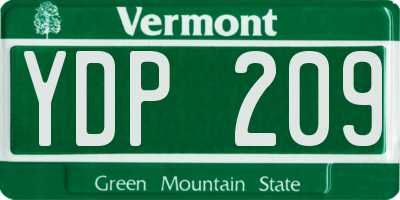 VT license plate YDP209