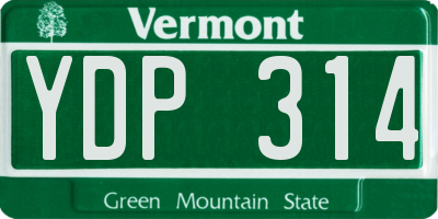VT license plate YDP314