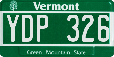 VT license plate YDP326