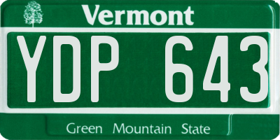 VT license plate YDP643