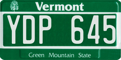 VT license plate YDP645
