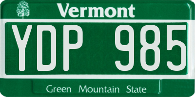 VT license plate YDP985