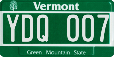 VT license plate YDQ007