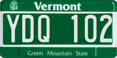 VT license plate YDQ102