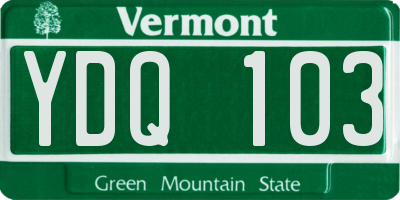VT license plate YDQ103