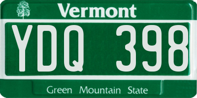 VT license plate YDQ398