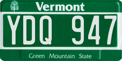 VT license plate YDQ947