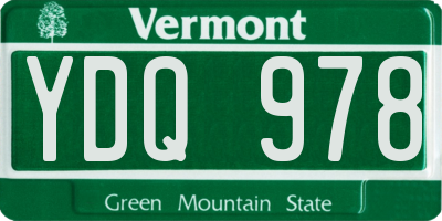 VT license plate YDQ978
