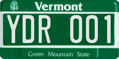 VT license plate YDR001