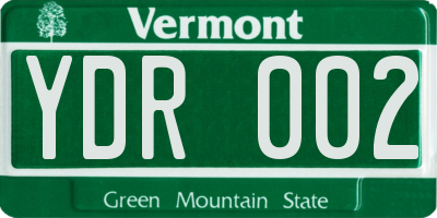 VT license plate YDR002
