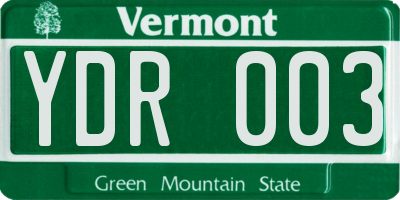 VT license plate YDR003