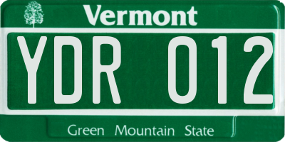 VT license plate YDR012