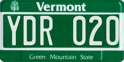 VT license plate YDR020