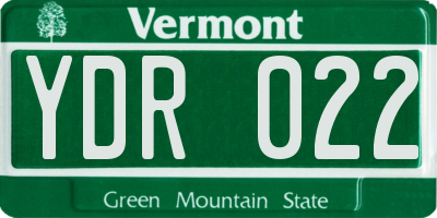 VT license plate YDR022