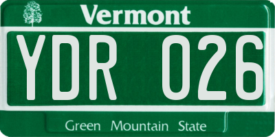VT license plate YDR026