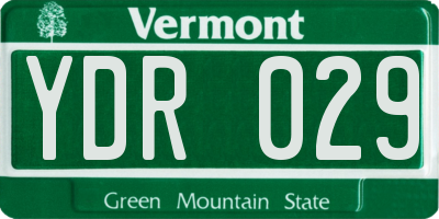 VT license plate YDR029