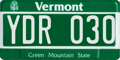 VT license plate YDR030