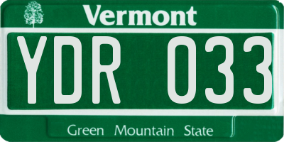 VT license plate YDR033
