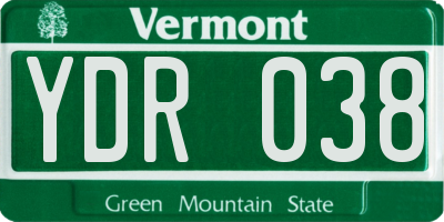 VT license plate YDR038