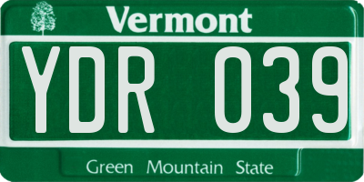 VT license plate YDR039