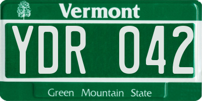 VT license plate YDR042