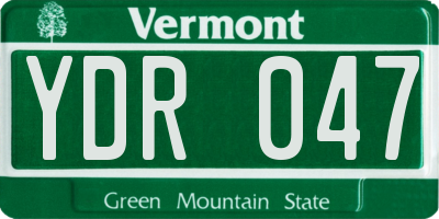 VT license plate YDR047