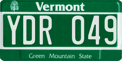 VT license plate YDR049