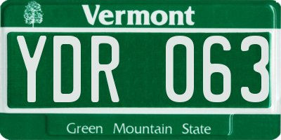 VT license plate YDR063