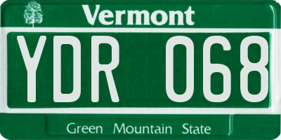 VT license plate YDR068