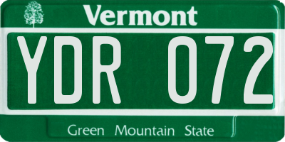 VT license plate YDR072