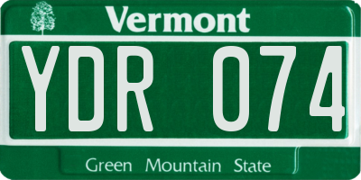 VT license plate YDR074