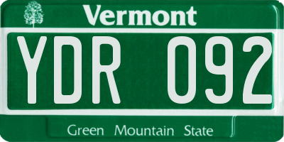 VT license plate YDR092