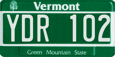 VT license plate YDR102