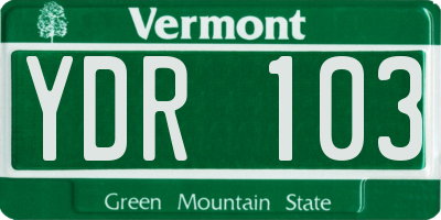 VT license plate YDR103