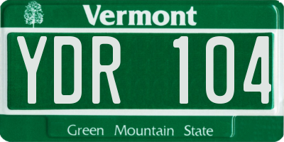 VT license plate YDR104