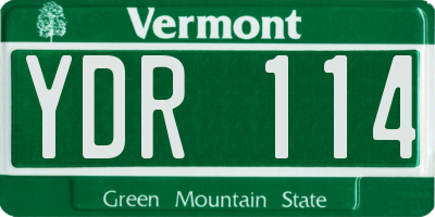 VT license plate YDR114