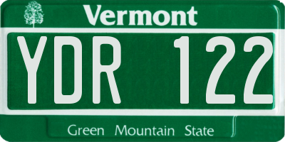 VT license plate YDR122