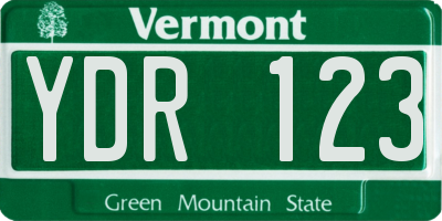 VT license plate YDR123
