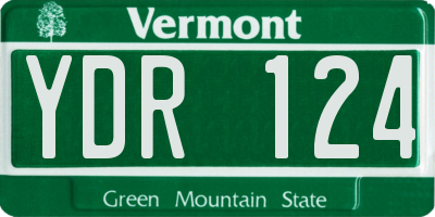 VT license plate YDR124